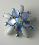 Vintage Coro Pin With Rhinestones And Icy Blue Stones - Vintage Lane Jewelry