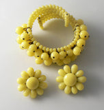 Early Miriam Haskell Style Yellow Glass Bead Bracelet And Earrings Set - Vintage Lane Jewelry