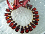 Coldwater Creek Ruby Red Rhinestone Ribbon Necklace - Vintage Lane Jewelry