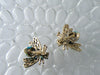 Matching Set Of Enamel Rhinestone Bees - Vintage Lane Jewelry