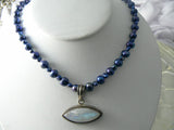 Vintage Sterling, Labradorite And Freshwater Pearls Necklace - Vintage Lane Jewelry