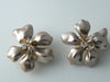 Kenneth J. Lane Metallic Pink Enamel Rhinestone Flower Earrings - Vintage Lane Jewelry