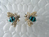 Matching Set Of Enamel Rhinestone Bees - Vintage Lane Jewelry