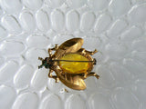 Topaz Rhinestone Fly Insect Brooch - Vintage Lane Jewelry