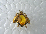 Topaz Rhinestone Fly Insect Brooch - Vintage Lane Jewelry