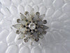 Vintage Opaque White Glass And Rhinestone Brooch - Vintage Lane Jewelry