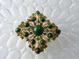 Sparkly Green And Gold Weiss Brooch - Vintage Lane Jewelry