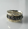 Sterling Silver Or Paz Gathered Rose Wide Band Ring, Israel Designer - Vintage Lane Jewelry