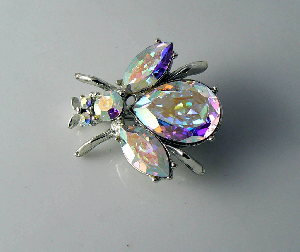 Vintage Colorful Aurora Rhinestone Insect Brooch - Vintage Lane Jewelry