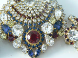 Hobe Red, White And Blue Rhinestone Demi Parure - Vintage Lane Jewelry