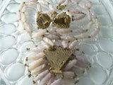 Hobe Pink Fringed Necklace Earring Set - Vintage Lane Jewelry