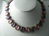 Vintage Pink And Amethyst Moon-glow Glass Necklace - Vintage Lane Jewelry
