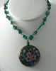 Colorful Miriam Haskell Turquoise & Floral Cloisonne Pendant Necklace - Vintage Lane Jewelry