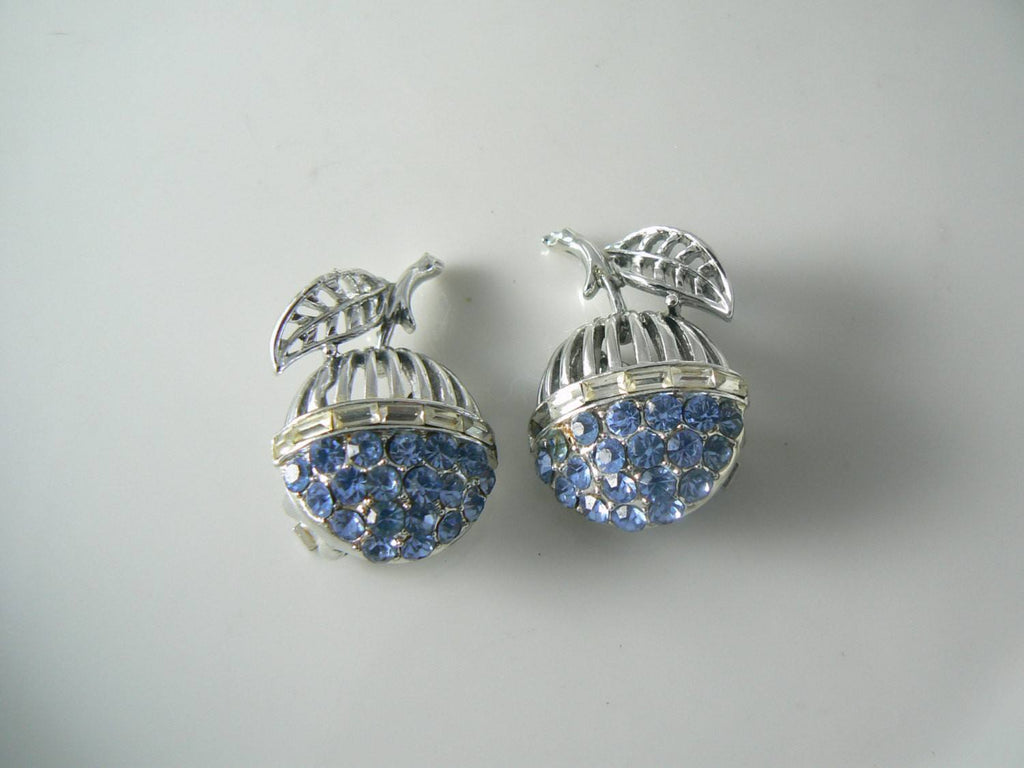 Coro Blue Rhinestone Necklace And Earrings Set - Vintage Lane Jewelry