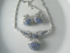 Coro Blue Rhinestone Necklace And Earrings Set - Vintage Lane Jewelry