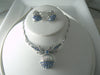 Coro Blue Rhinestone Necklace And Earrings Set - Vintage Lane Jewelry