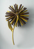 Retro Enamel Brown And Yellow Flower Pin - Vintage Lane Jewelry