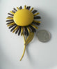 Retro Enamel Brown And Yellow Flower Pin - Vintage Lane Jewelry