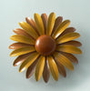 Brown And Mustard Yellow Enamel Daisy Pin - Vintage Lane Jewelry