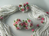 Vendome Pink Enameled Flower Rhinestone Necklace Earring Set - Vintage Lane Jewelry