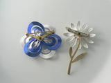 Red, White And Blue Enamel Daisies - Vintage Lane Jewelry
