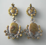 Czech Black Glass Cameo And Rhinestone Earrings - Vintage Lane Jewelry