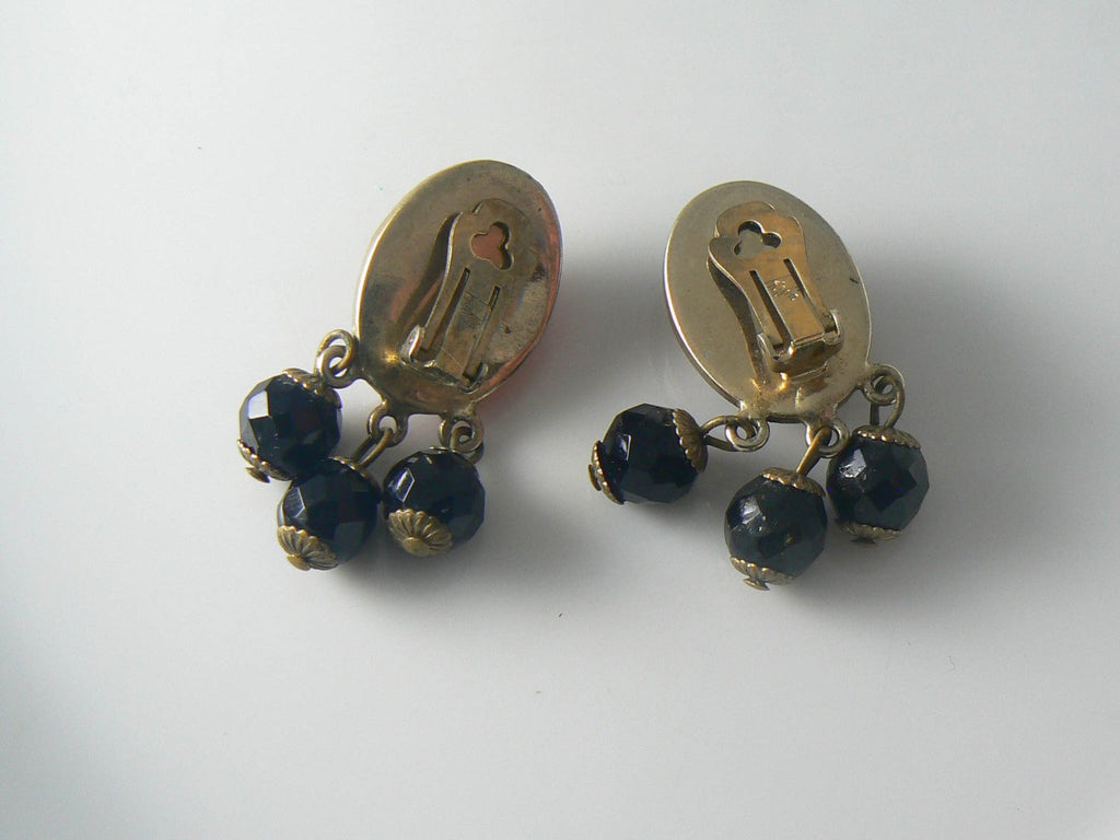Rare Kafin Bakelite Rhinestone Bracelet Earring Set - Vintage Lane Jewelry