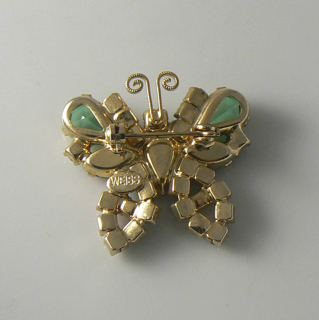 Weiss Rhinestone Butterfly Brooch - Vintage Lane Jewelry