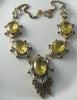 Yellow Gold, Purple And Clear Czech Glass Rhinestone Necklace - Vintage Lane Jewelry