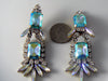 Czech Glass Blue Ice Clip Earrings - Vintage Lane Jewelry