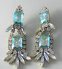 Czech Glass Blue Ice Clip Earrings - Vintage Lane Jewelry