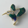 Signed Attwood And Sawyer Enamel Rhinestone Kingfisher Bird Brooch - Vintage Lane Jewelry