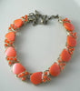 Vintage Orange/pink Thermoset Plastic Cabochon Necklace - Vintage Lane Jewelry