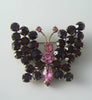 Vintage Red and Pink Rhinestone Butterfly Brooch - Vintage Lane Jewelry