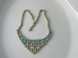 Vintage Necklace Turquoise Blue Gold Tone Choker - Vintage Lane Jewelry