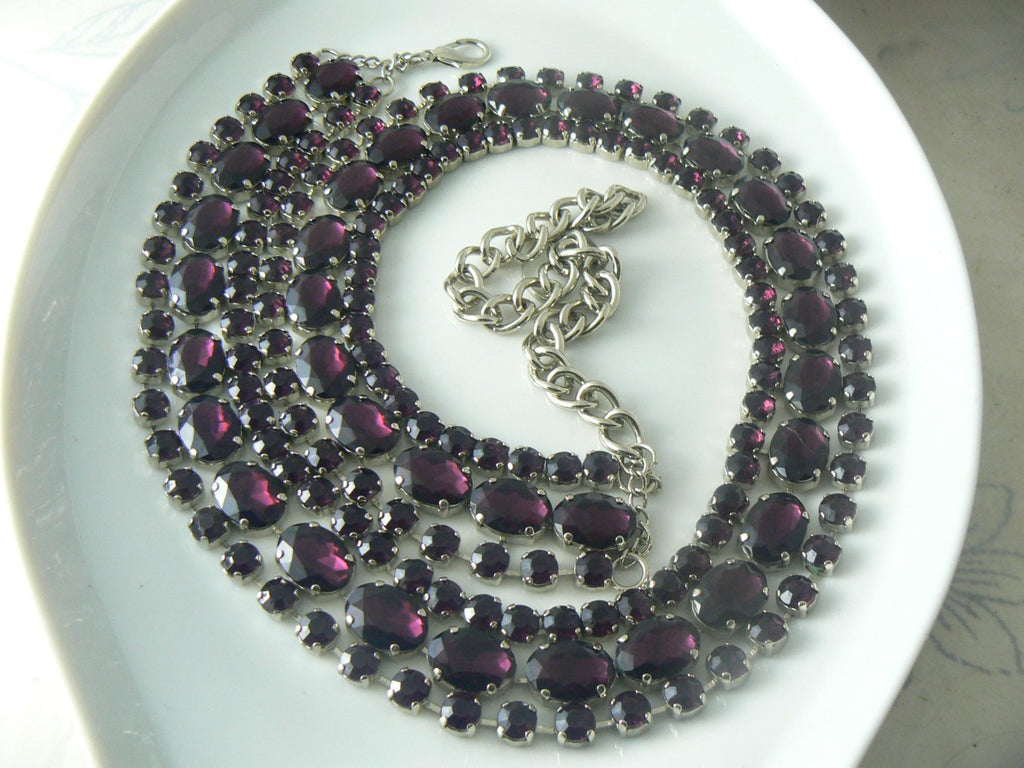Beautiful Amethyst Purple Rhinestone Belt - Vintage Lane Jewelry