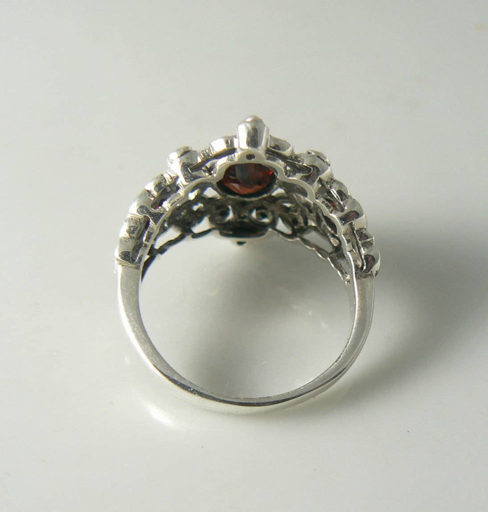 2 Carat Natural Garnet And Seed Pearl Filigree Ring - Vintage Lane Jewelry