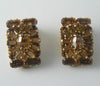 Vintage Weiss Brown Rhinestone Clip Earrings - Vintage Lane Jewelry