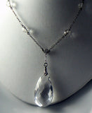 Lovely Art Deco 1920's Sterling Silver Quartz Rock Crystal Necklace - Vintage Lane Jewelry