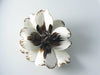 Gorgeous Black And White Enamel Magnolia Brooch - Vintage Lane Jewelry