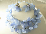 Stunning Miriam Haskell Lavender Blue Glass Necklace And Earring Set - Vintage Lane Jewelry