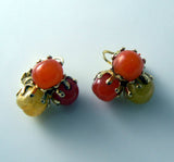 Vintage Vogue Orange And Yellow Clip Earrings - Vintage Lane Jewelry