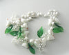 Vintage Murano White Glass Birds, Leaves And Blossoms Necklace - Vintage Lane Jewelry