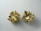 Vintage Marquise Brown And Tan Rhinestone Givre Clip Earrings - Vintage Lane Jewelry