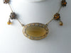 Vintage Art Deco Topaz Rhinestone Pendant And Glass Bead Necklace - Vintage Lane Jewelry