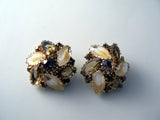 Vintage Marquise Brown And Tan Rhinestone Givre Clip Earrings - Vintage Lane Jewelry