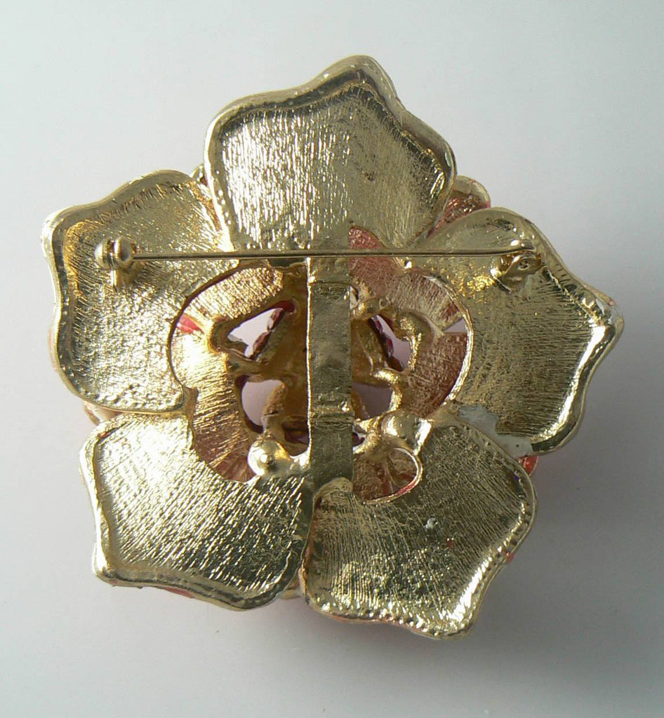 Vintage Pink Rhinestone Rose Brooch - Vintage Lane Jewelry