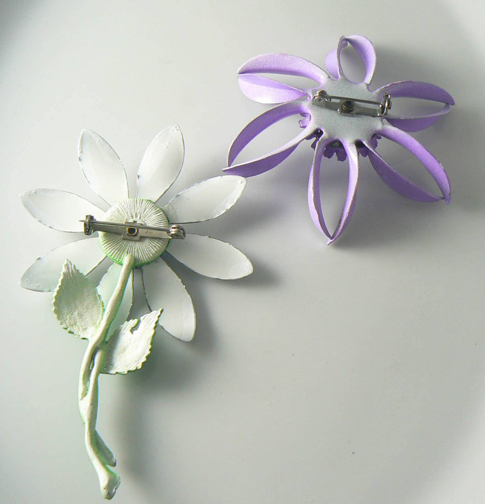 Vintage Enamel Daisy Pins - Vintage Lane Jewelry