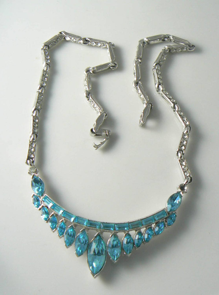 Vintage Bogoff Ice Blue Crystal Necklace - Vintage Lane Jewelry