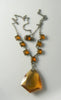 Czech Art Deco Citrine Glass Pendant Necklace - Vintage Lane Jewelry
